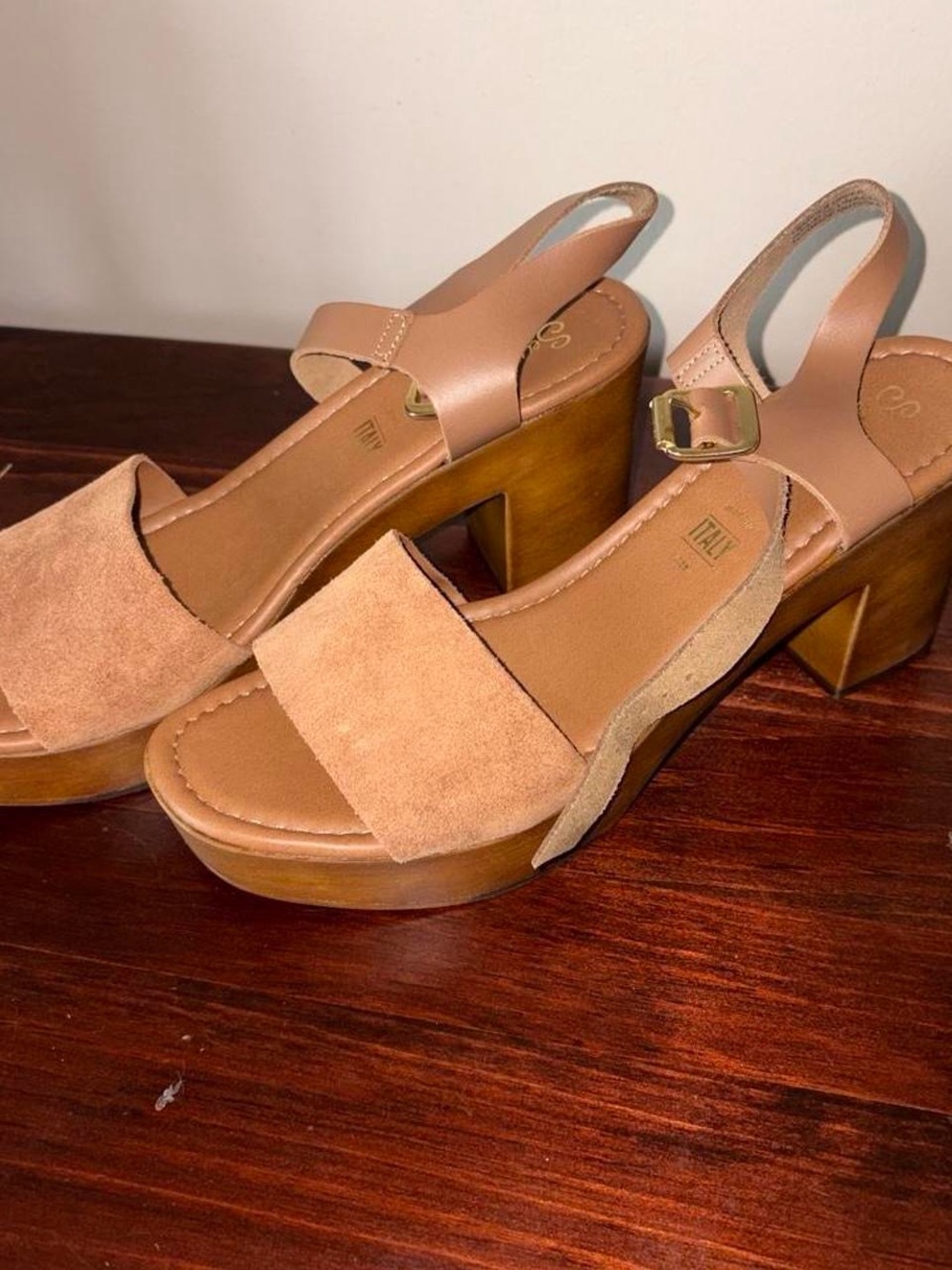 Seychelles Tan Suede Platform Slingback Sandals new 9.5